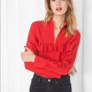 & other stories frill + zipper blouse